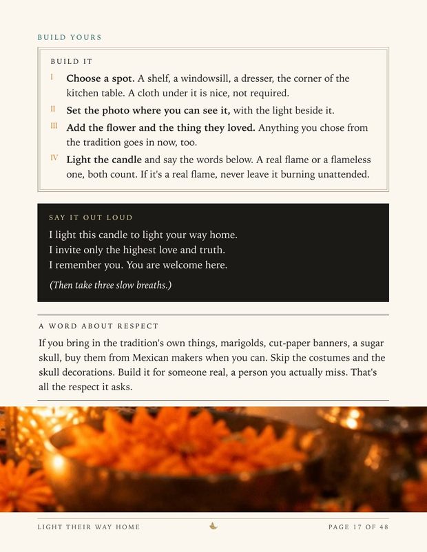 Workbook page: Build your altar