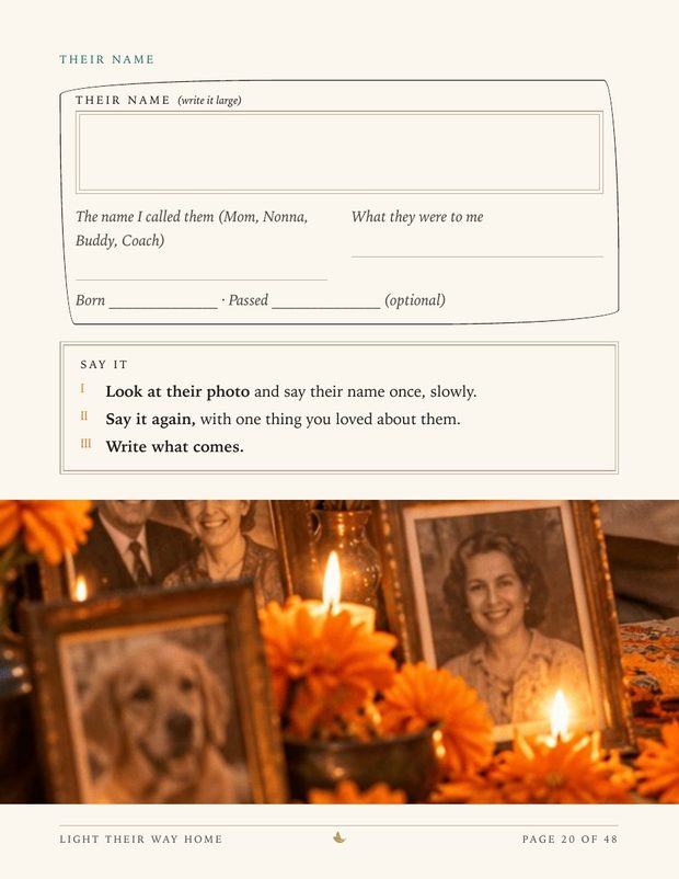 Workbook page: Say their name