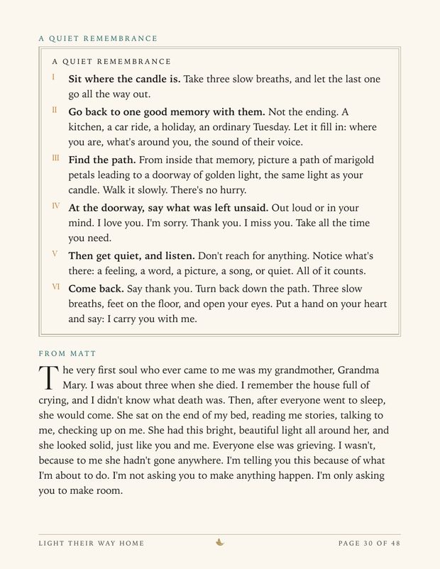 Workbook page: A quiet remembrance