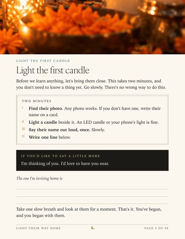 Workbook page: Light the first candle