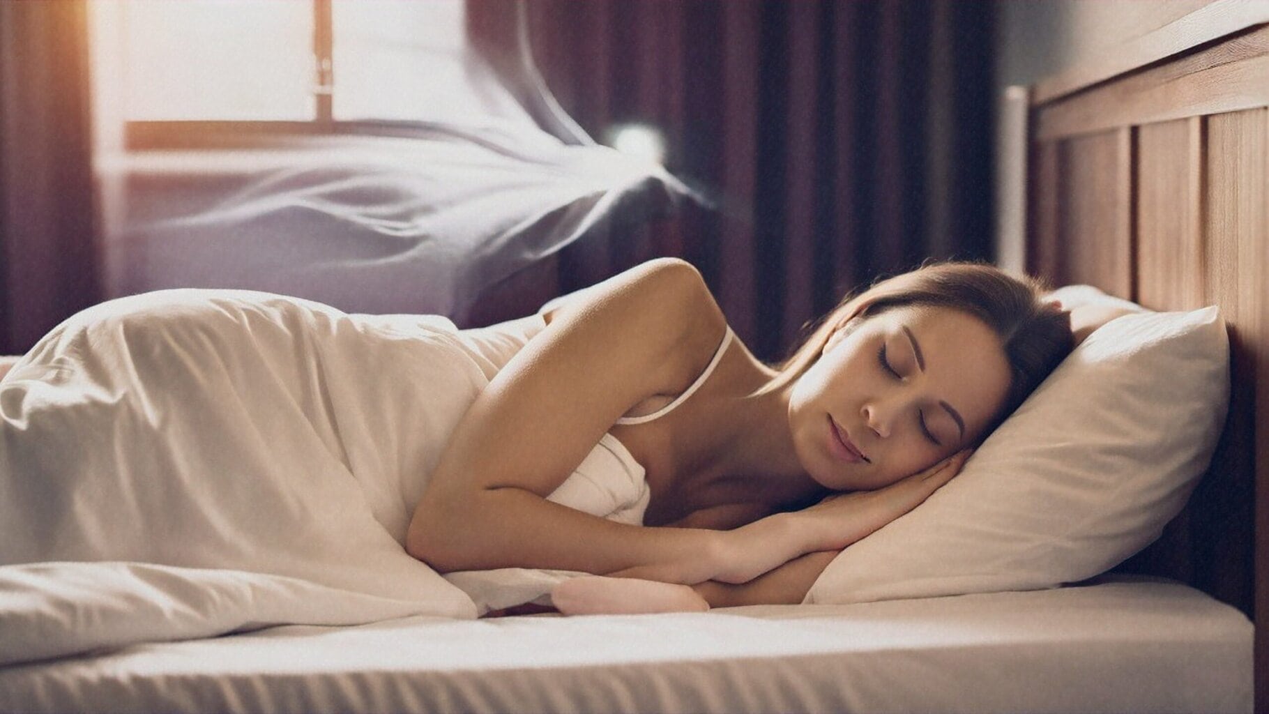 Spirit of a loved one visits a woman as she sleeps.